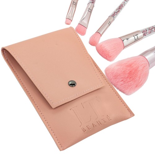 Кисти для макияжа, набор 5пр. розовый