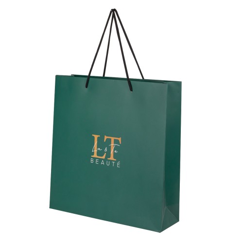 Пакет бумажный упаковочный изумрудный 33.5*32*9.5cm большой