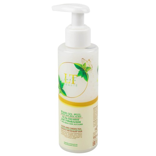 Гель-пилинг для умывания с AHA-BHA кислотами  Алоэ и Зеленый чай, 150 мл
