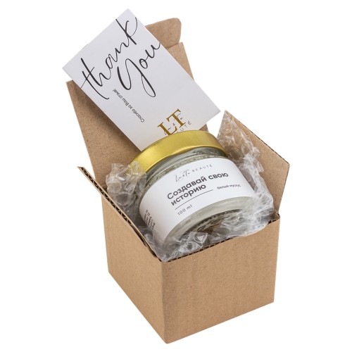 Свеча ароматизированная в стеклянной банке с крышкой 100 мл. Отдушка Белый мускус.