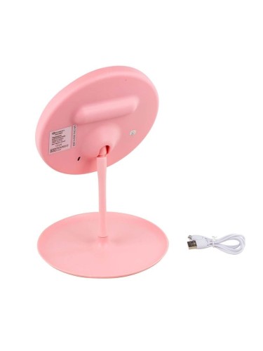 Зеркало настольное круглое (185*185*265мм, цвет розовый) 52872